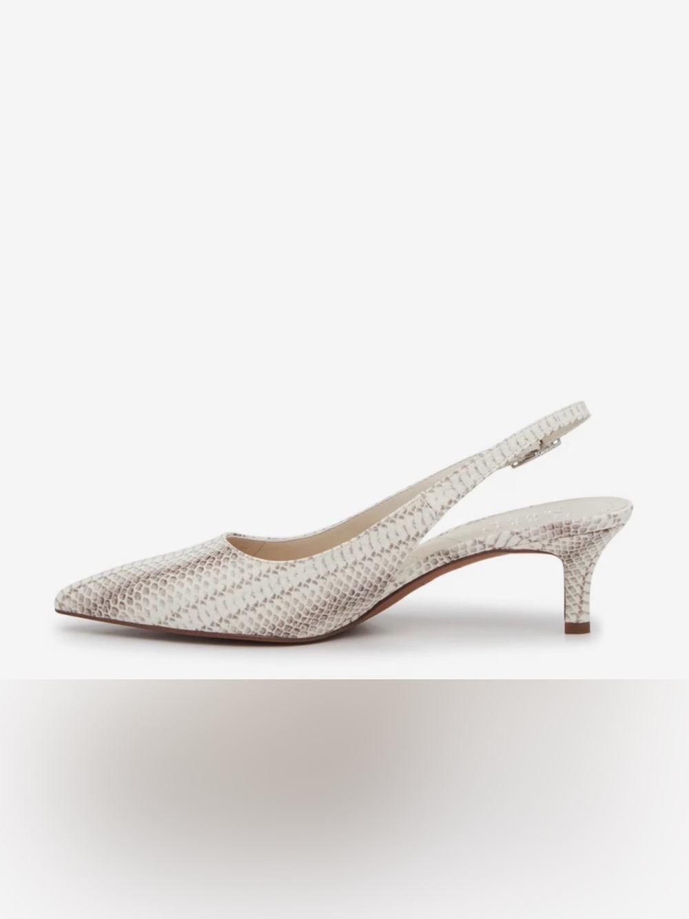Franco Sarto Kate Pointed Slingback Kitten Heel in Cream Snake Print - Picture 3 of 8